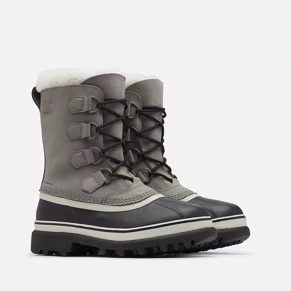 Sorel Caribou Waterproof Winter Boots Grey Stone Nubuck Snow Size 7 EU 38